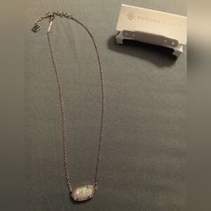 Kendra Scott Silver Necklace with Opal Pendant